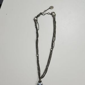 Juicy Couture Silver and Blue Geometric Necklace